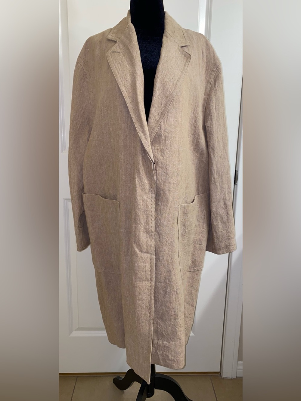 Zara Oversized Tan Women's Long Linen Coat